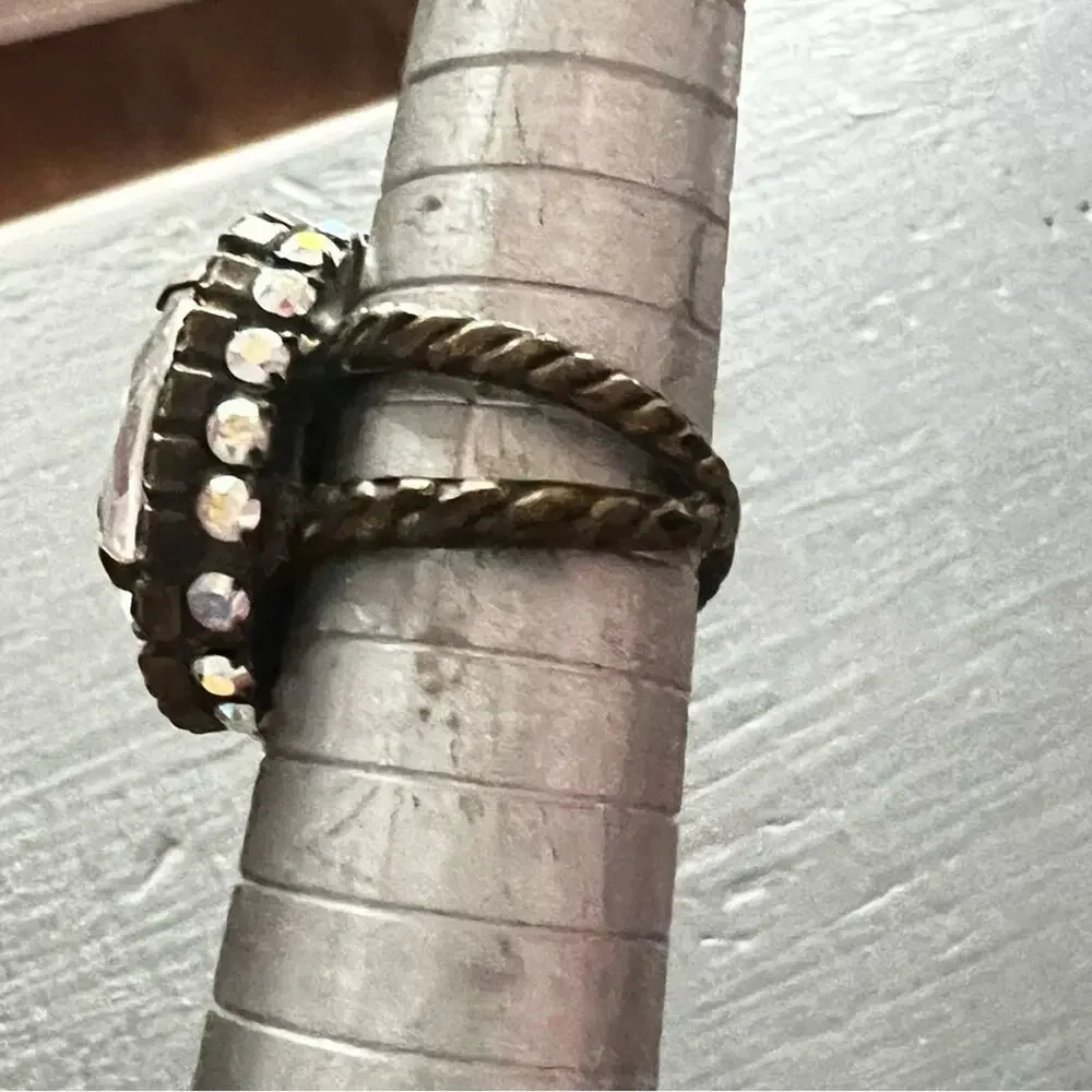 Sorrelli Crystal Brass Tone Ring Size 7 Adjustable